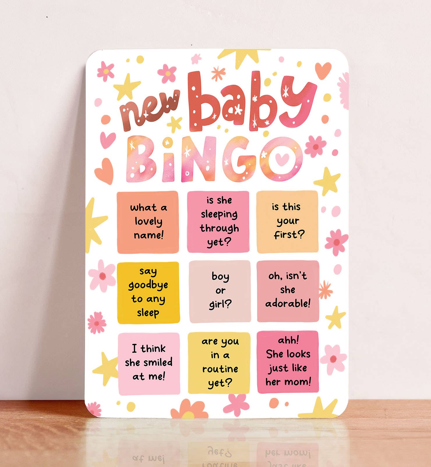 Kaart felicitatie geboorte baby bingo meisje | Kaart Aniet Illustration